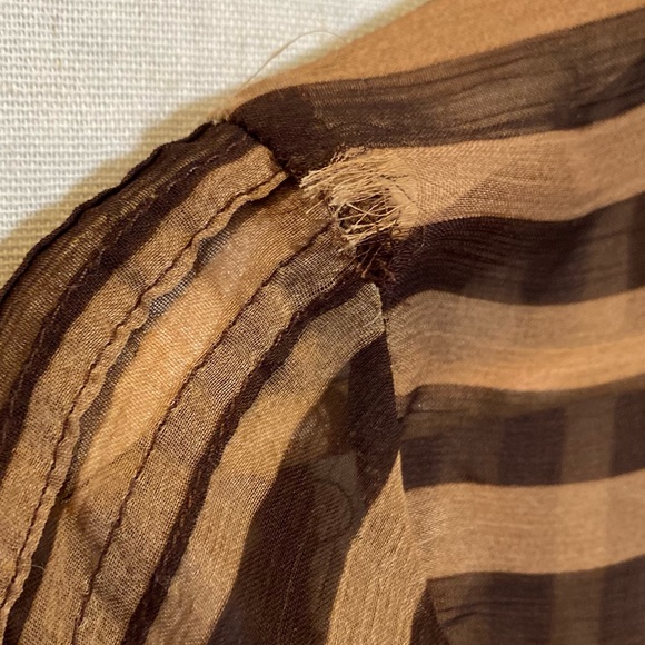 Vintage Flowy Sheer Brown Striped Tunic - Picture 5 of 5